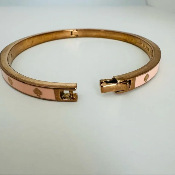 Kate Spade Spot The Spade Pink Enamel Hinged Bangle Bracelet - Picture 5 of 11